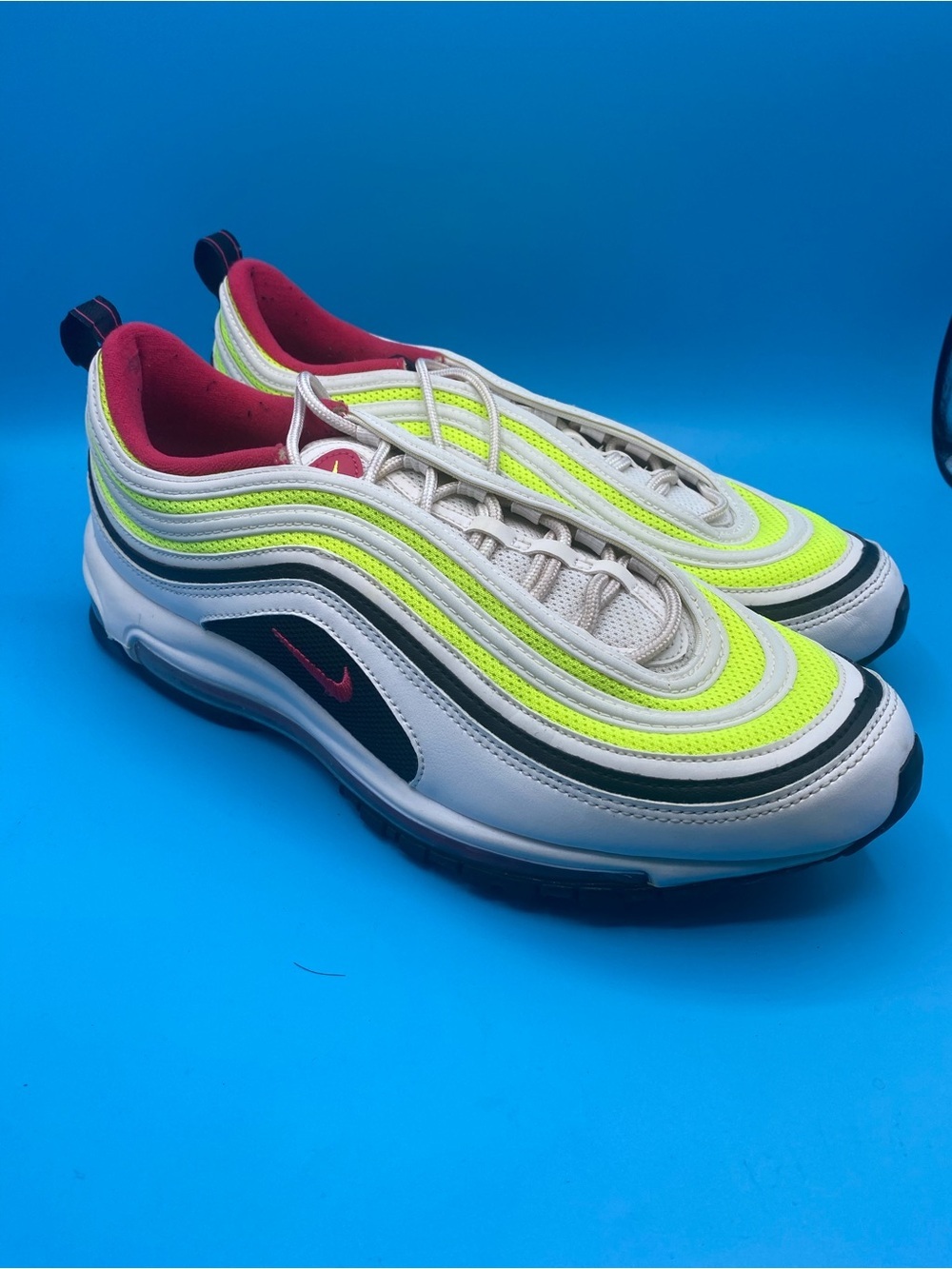 Nike Air Max 97 in Neon Yellow, White & Pink Accent